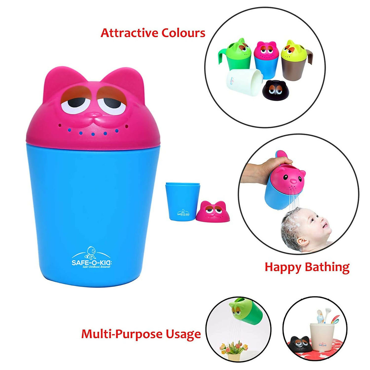 Safe-O-Kid Hair washing Mug cum Rinse mug for kids- Pink | Grocsy