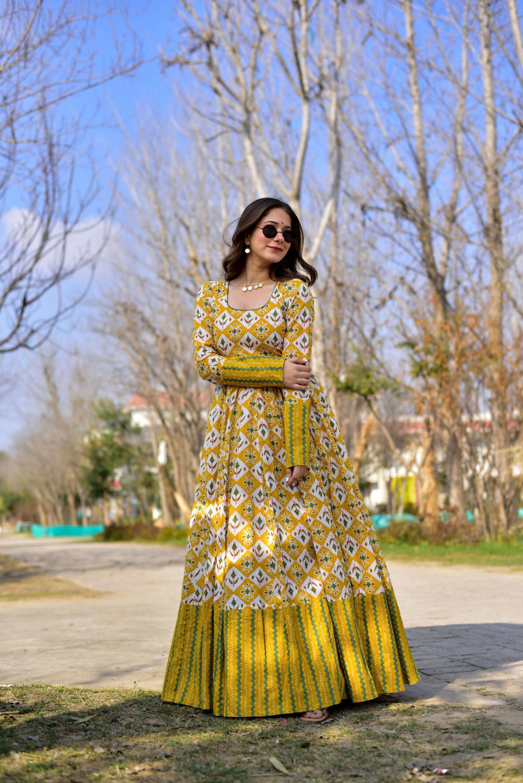 Aayaa Pure Muslin Gown With Heavy Digital Print - Multi Color | Grocsy