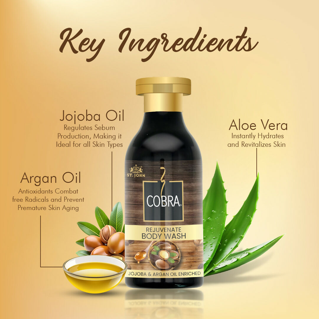 ST.JOHN Cobra Natural Body Wash Jojoba & Argan Oil for Deep Moisture & Radiant, Refreshing Fragrance For All Skin Types | Grocsy