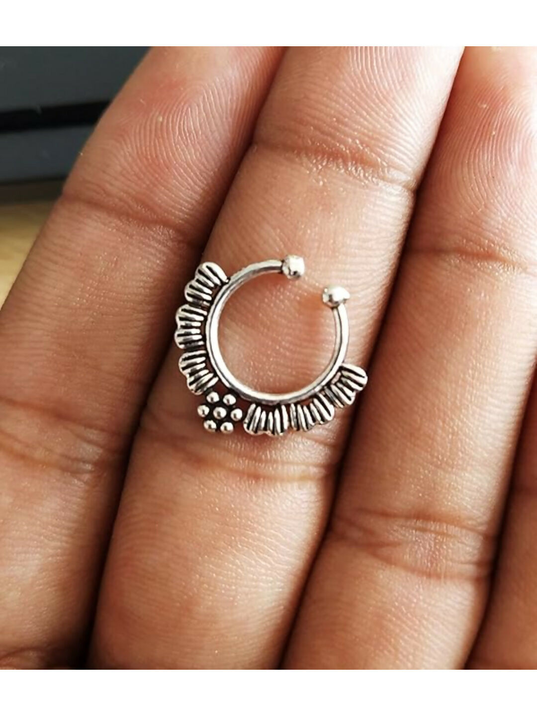 NVR Set of 5 Silver Plated Oxidised Septum Nosepin | Grocsy