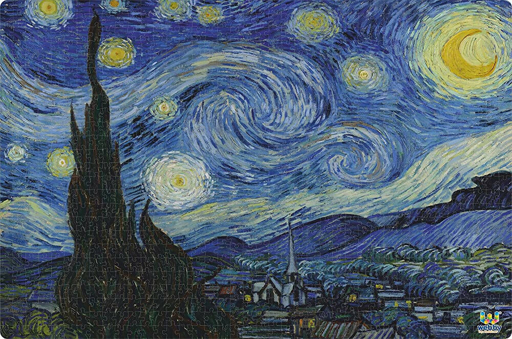 Webby Wooden Starry Night Painting Jigsaw Puzzle-1000 Pcs | Grocsy