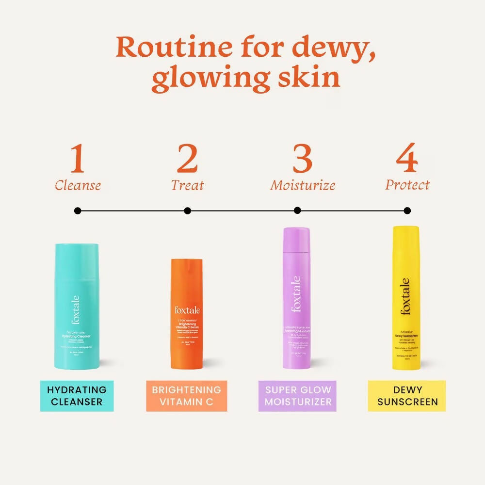 Foxtale CSMS (Cleanser, Serum, Moisturizer, Sunscreen) Flawless Skin Combo | Grocsy