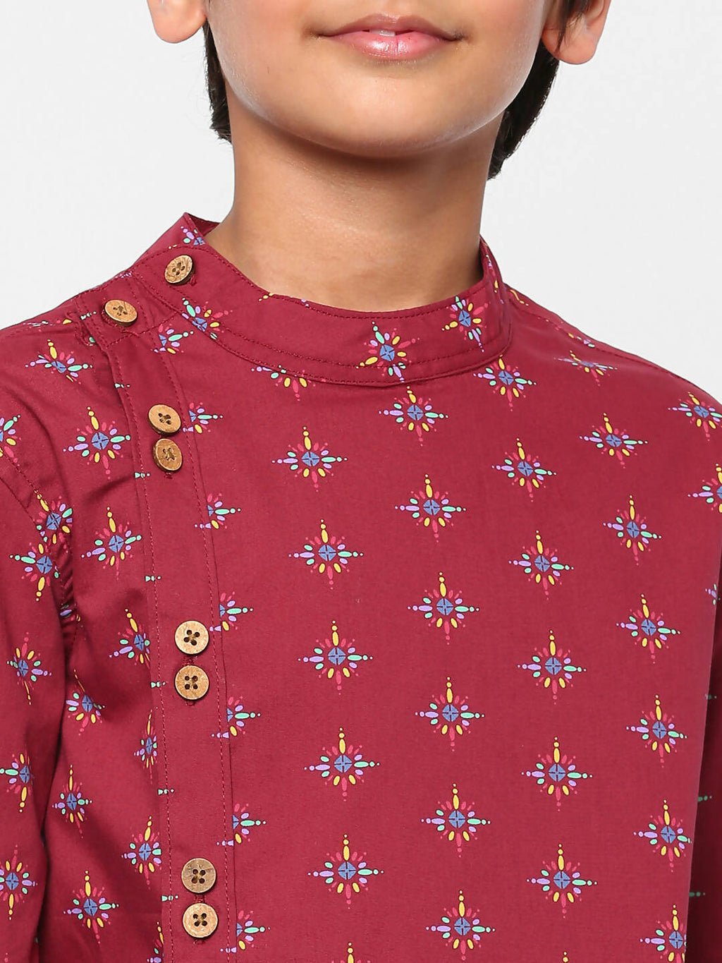Manet Ethnic Full Sleeves Printed Shirt - Maroon | Grocsy