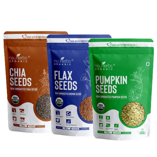 Neuherbs Organic Flax, Chia, and Pumpkin Seeds Combo | Grocsy