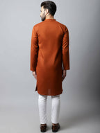 Even Apparels Brown Color Pure Cotton Men's Kurta With Side Placket (SLD1137) | Grocsy