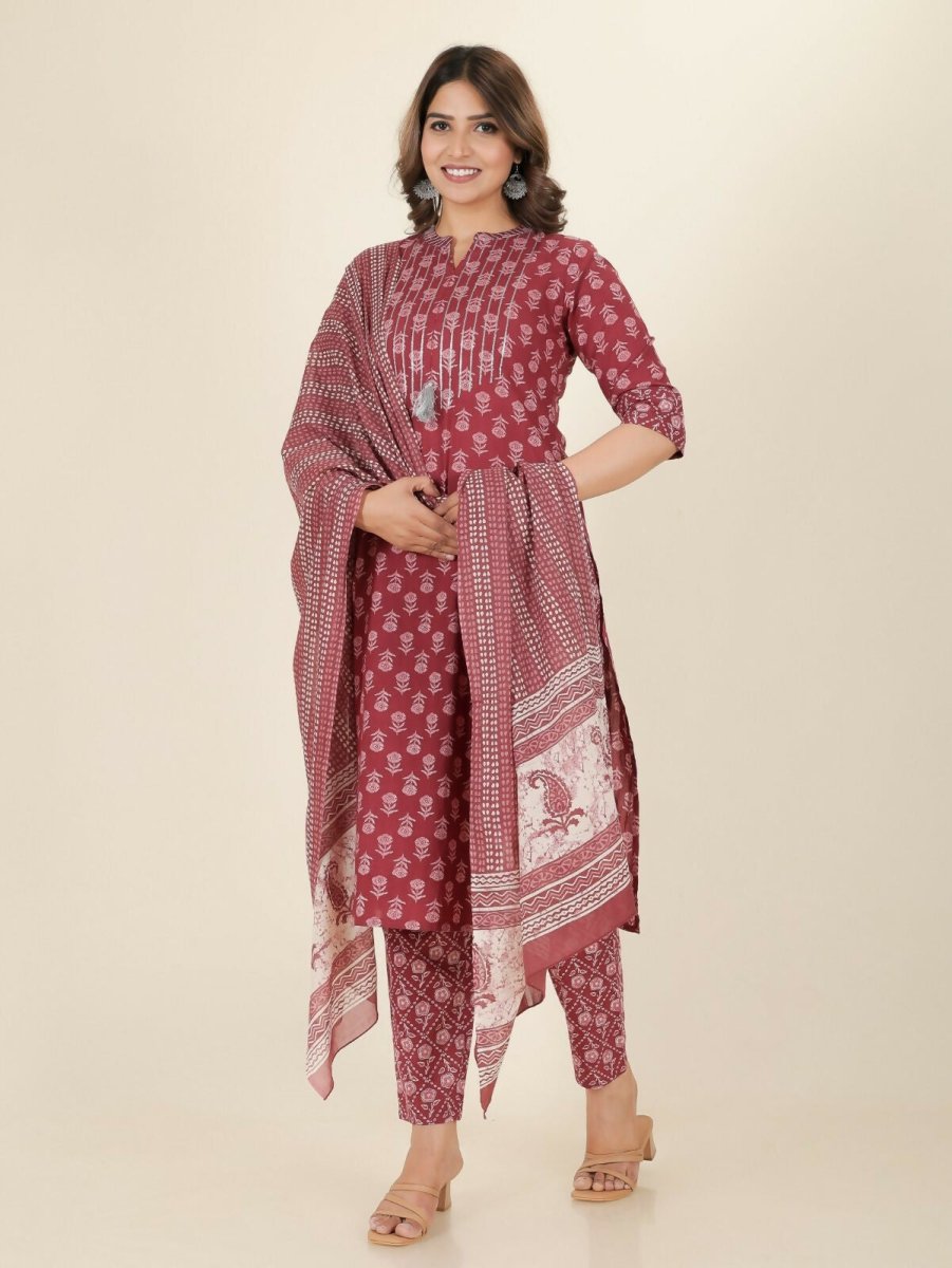 Aramya Straight Soft Cotton Block Print Women's Kurta - Pink | Grocsy