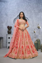 Kesar Fab Pink Organza Embroidered Lehenga | Grocsy