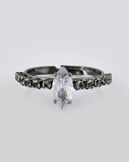 VOJ white CZ-detail Stainless Steel Cubic Zirconia Rhodium Plated Adjustable Finger Ring | Grocsy
