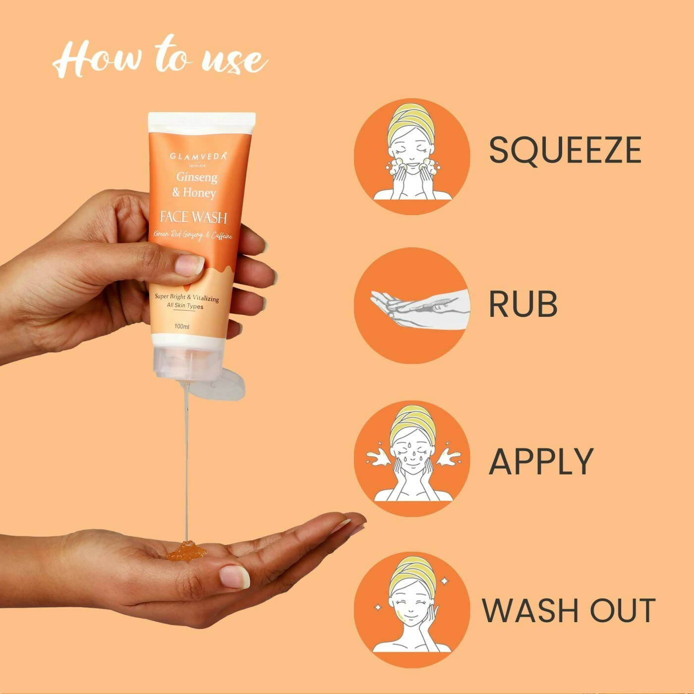 Glamveda Korean Ginseng & Honey Vitalizing Face Wash | Grocsy