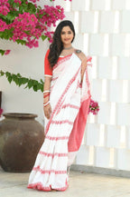 Beatitude White Cotton Handloom Saree | Grocsy