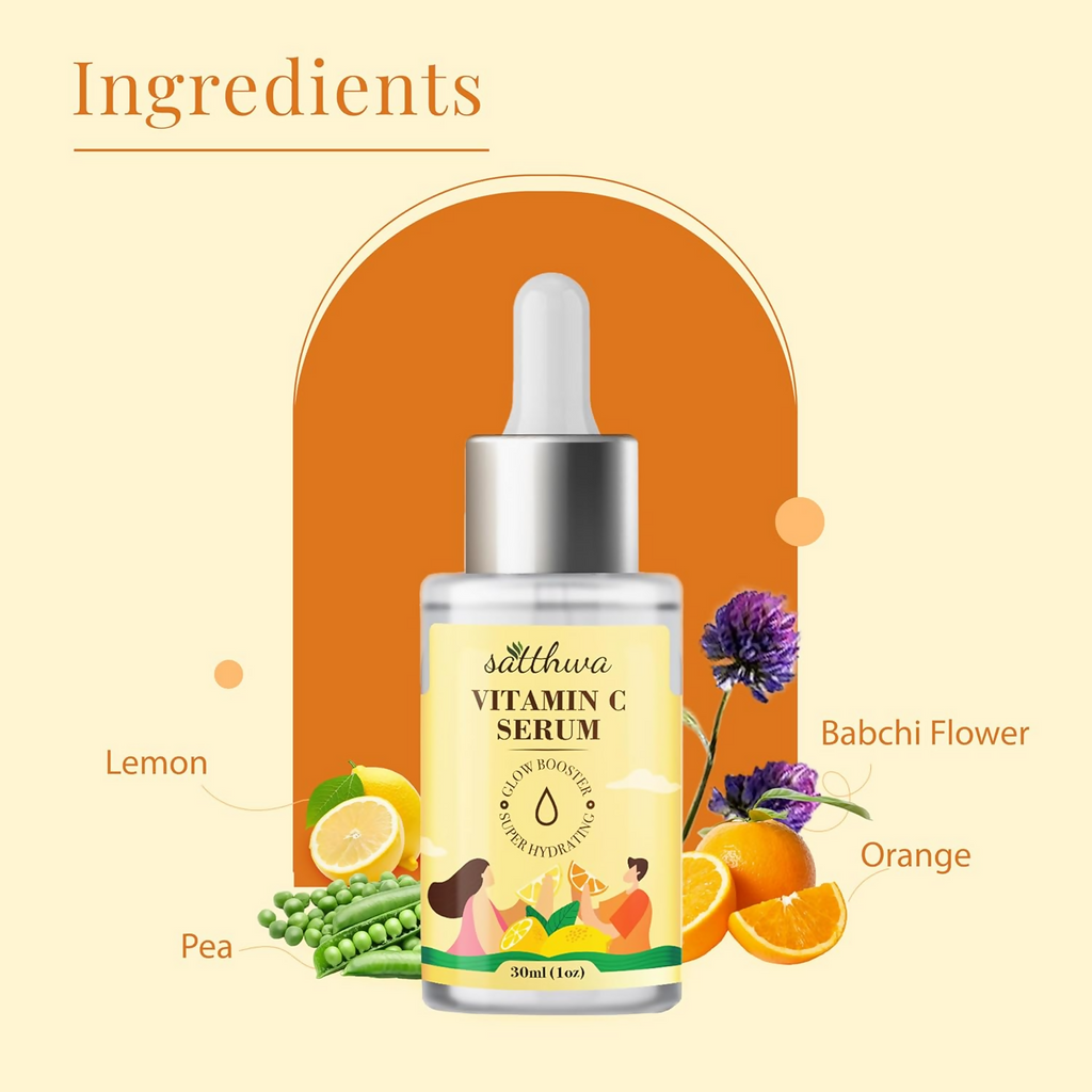 Satthwa Vitamin C Face Serum With Niacinamide & Hyaluronic Acid For Glowing Skin | Grocsy