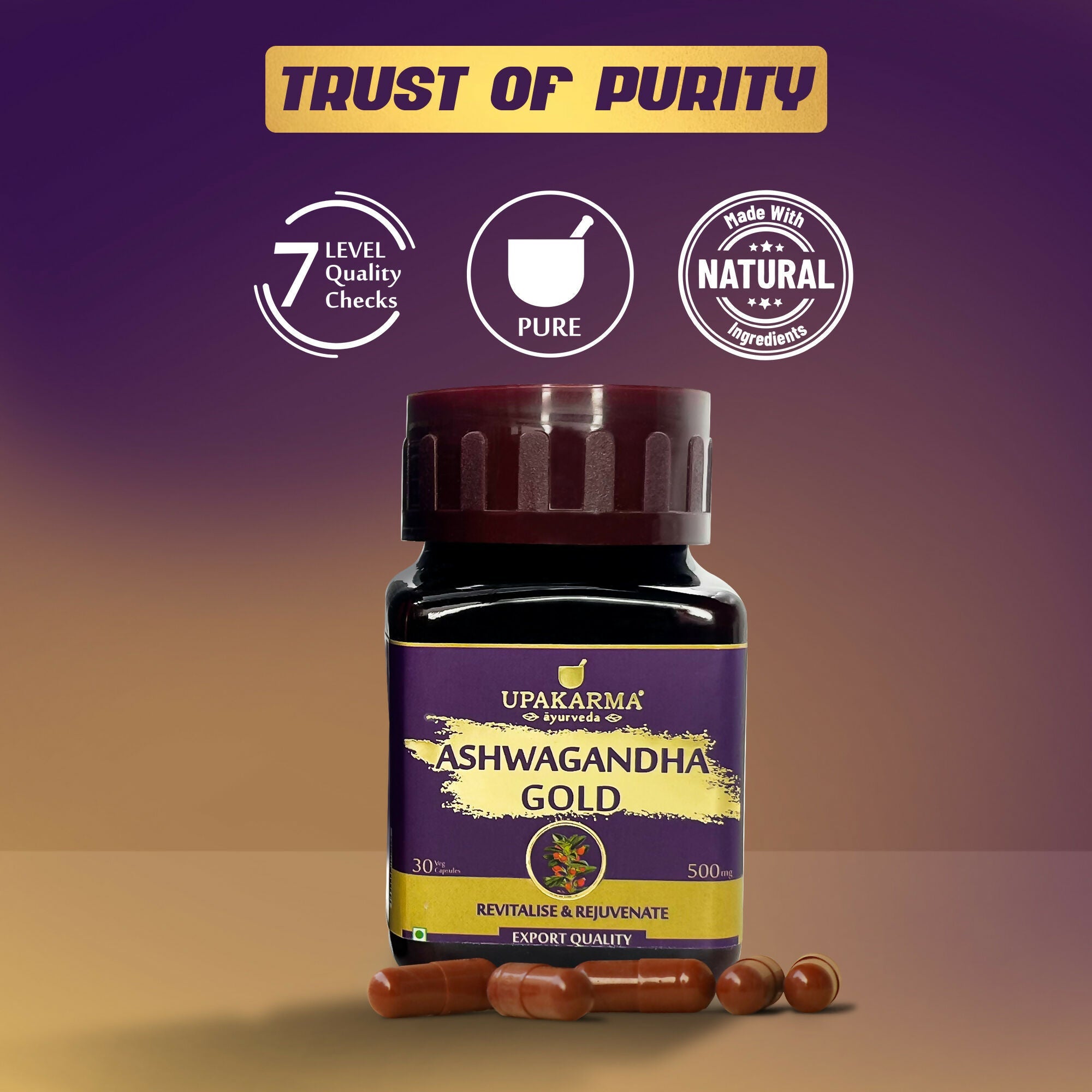 Upakarma Ayurveda Ashwagandha Gold Capsules | Grocsy