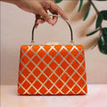 Joban Fashion Gota Patti Fabric Clutch - Orange | Grocsy
