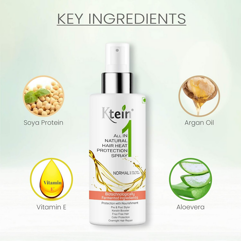 Ktein All in 1 Natural Hair Heat Protection Spray with Fermented Argan Oil | Grocsy