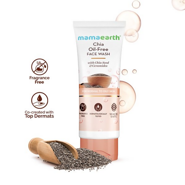 Mamaearth Chia Oil-Free Face Wash with Chia Seed & Ceramides for Normal to Oily Skin | Grocsy