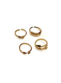 Bling Accessories Antique Brass Brass Metal Finger Ring Set pack of 4 Pcs | Grocsy