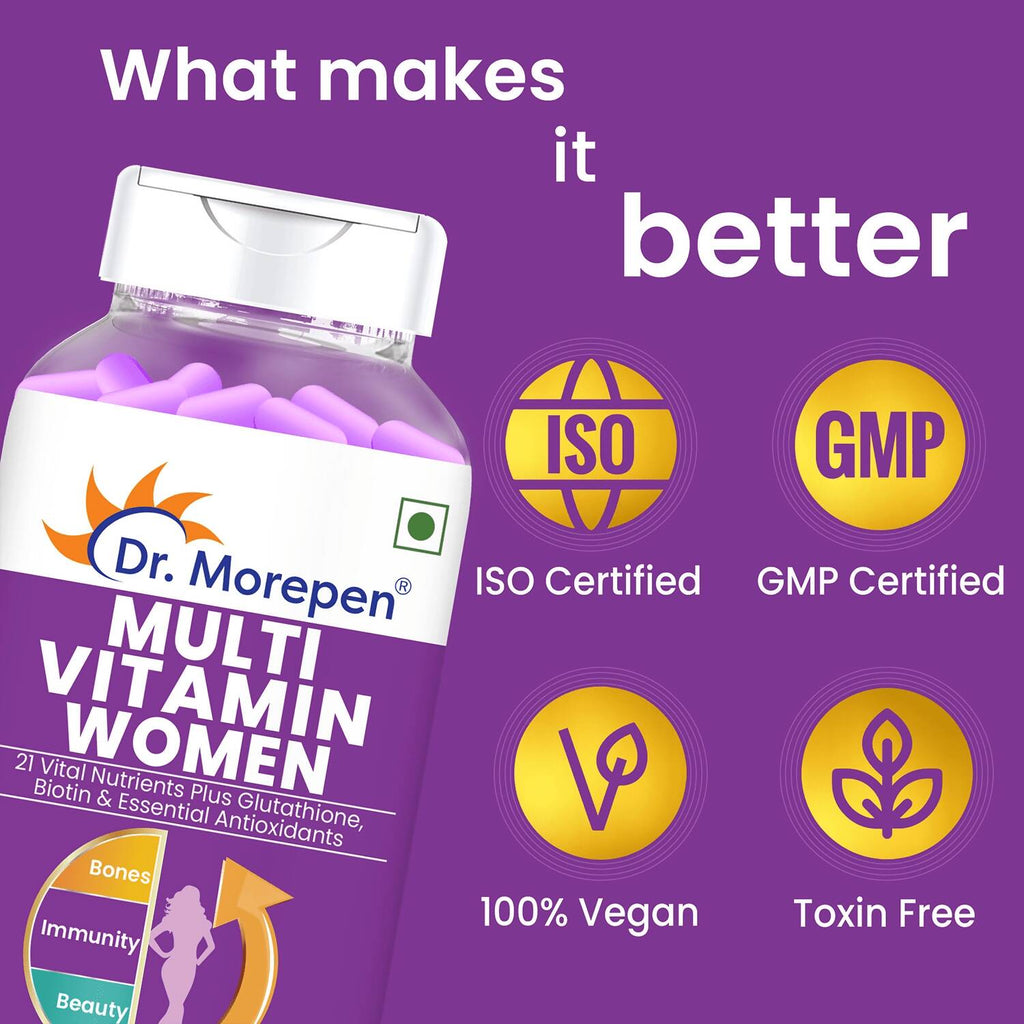 Dr. Morepen Biotin+ Advanced Tablets and Multivitamin Women Tablets Combo | Grocsy