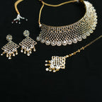 Mominos Fashion Johar Kamal Traditional Rajwadi Design Heavy Golden Colour Necklace Set | Grocsy