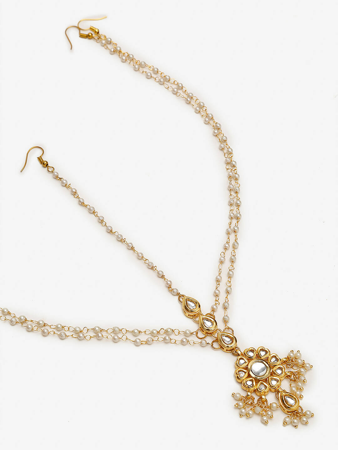 Gold-Polished White Kundan Studded Matha Patti - Ruby Raang | Grocsy