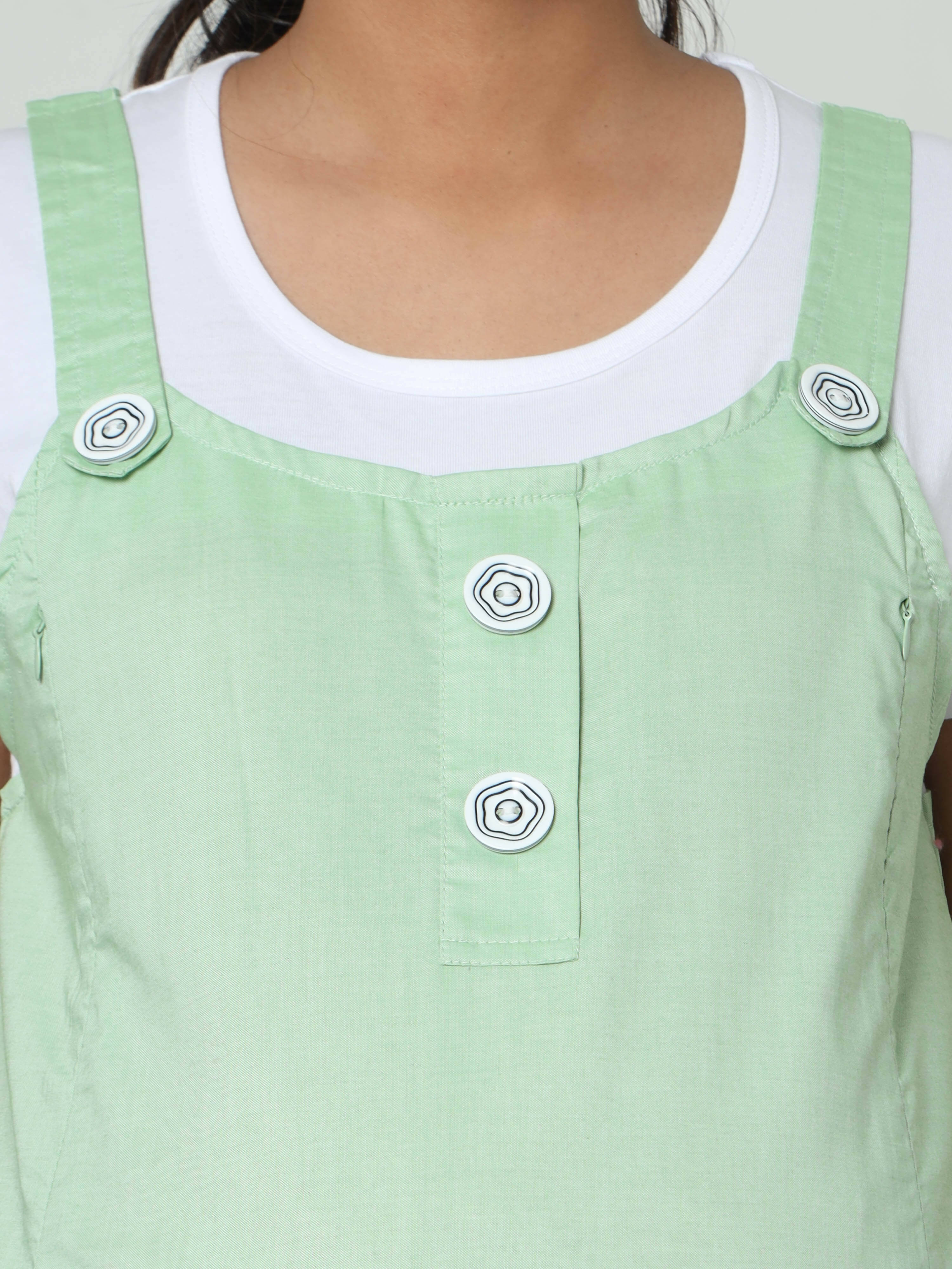 Manet Half Sleeves Solid Maternity Dress With Concealed Zipper Nursing Access - Green | Grocsy