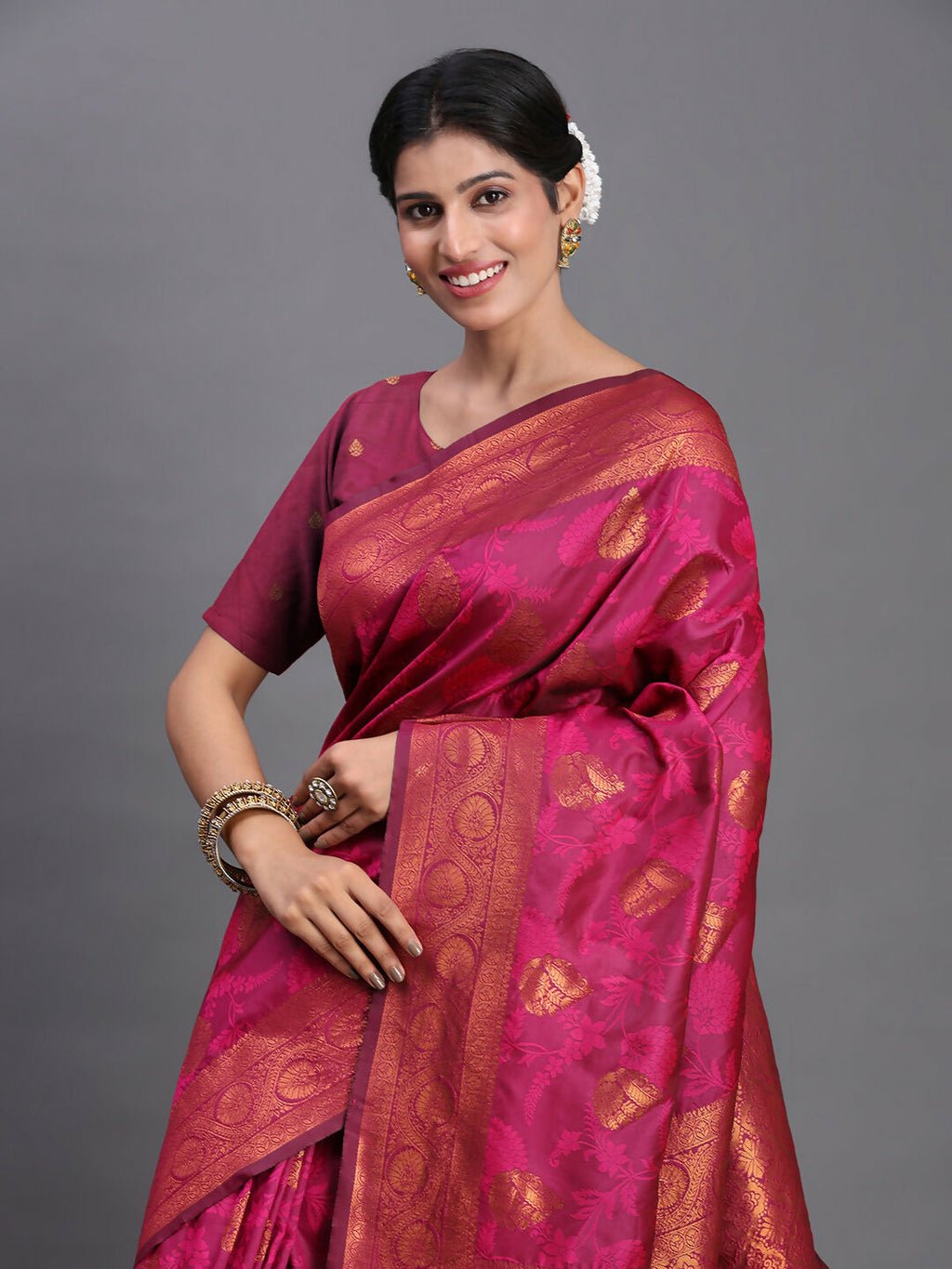Shree Shyam Fashion Silk Pink Saree | Grocsy