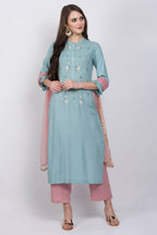 Joban Fashion L.Blue Cotton Rayon Kurta Set | Grocsy