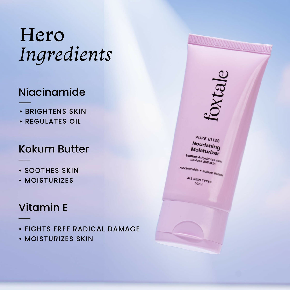 Foxtale Nourishing Face Moisturizer With Niacinamide For 24 Hr Hydration & Lightweight | Grocsy