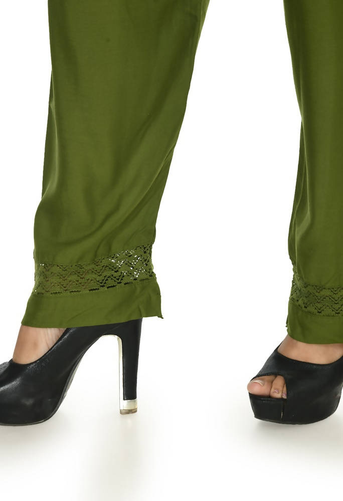 Mominos Fashion Moeza Reyon Cotton Mehndi Green Color Straight Palazzo | Grocsy