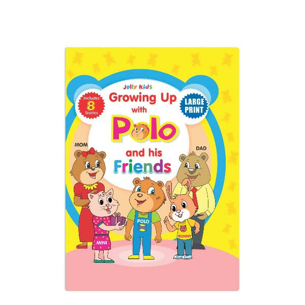 Jolly Kids Growing Up with Polo And His Friends| 8 in 1| Large Print Hardbound Character base Story Book for Kids Ages 3-8 Years | Grocsy