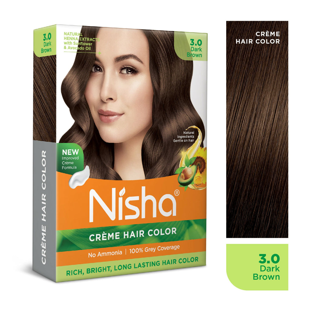 Nisha Creme Hair Color for Women - Dark Brown | Grocsy