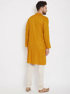 Even Apparels Yellow Rayon Wedding Men's Kurta For Haldi | Grocsy