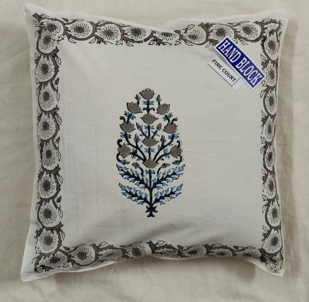The Decor Nook Grey Floral Pattern With Grey Border Cushion Cover | Grocsy