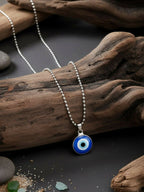 NVR Silver Plated Evil Eye Pendant with Chain for Men & Women | Grocsy