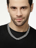NVR Men Silver-Plated Stainless Steel American Diamond Chain | Grocsy