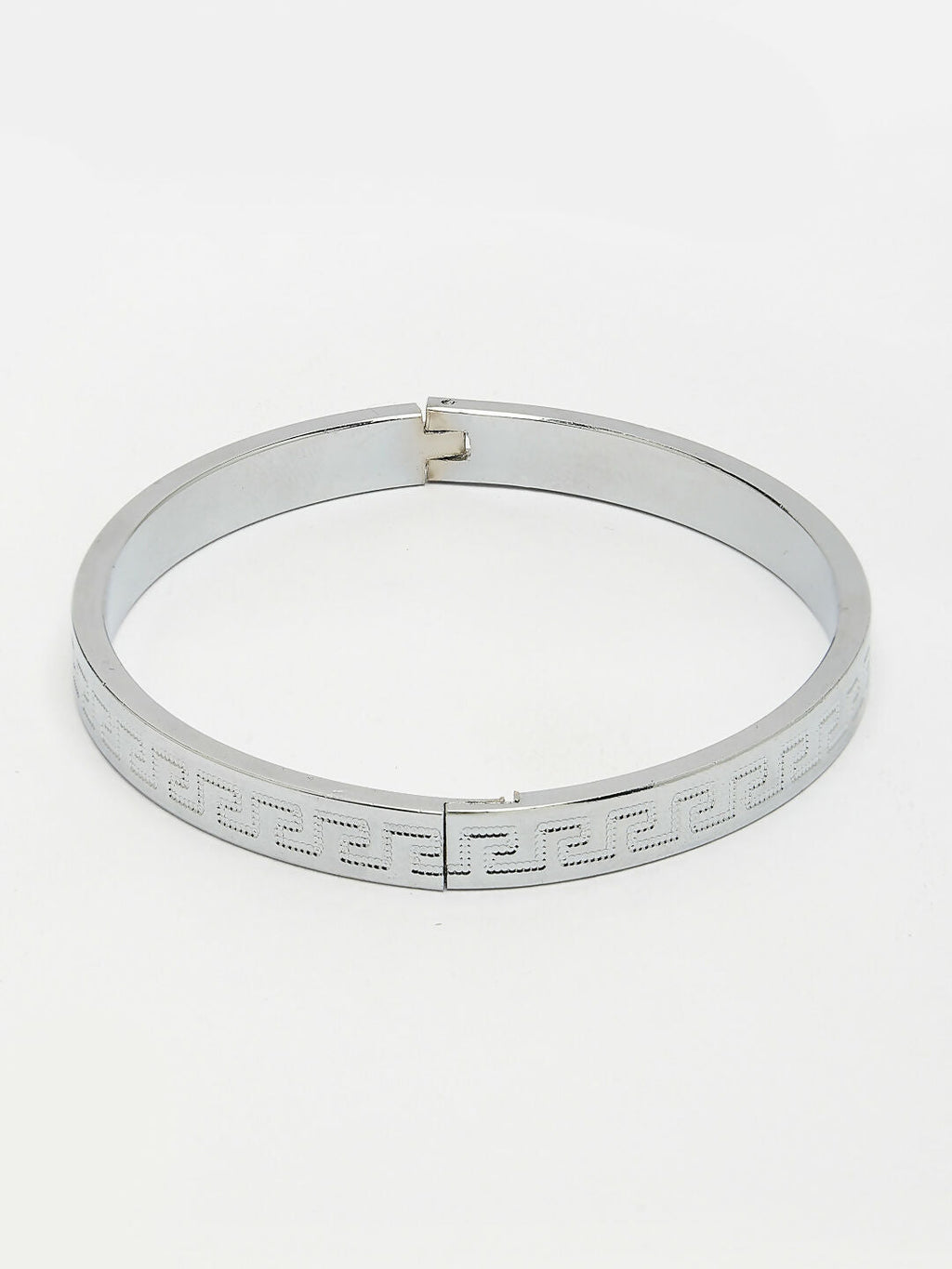 NVR Men's Silver-Plated Stainless Steel Kada Bracelet