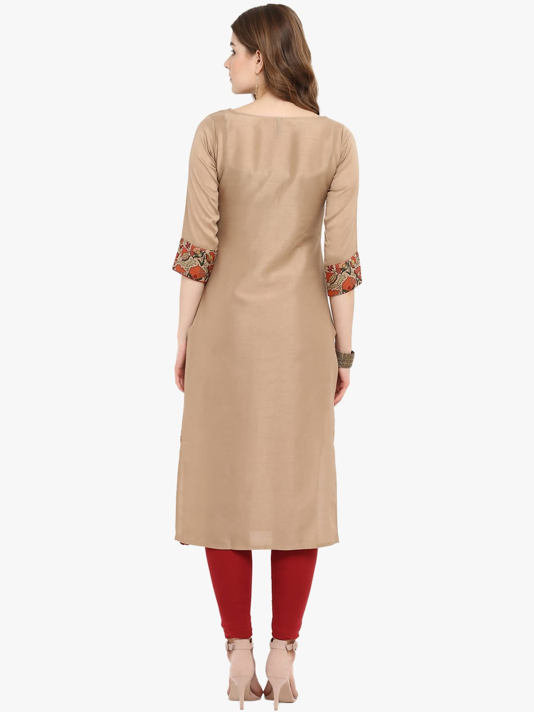 Janasya Women Brown Printed Straight Kurta | Grocsy