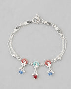 VOJ Set of 2 Silver Plated Peacock Shaped Multi Color Anklet | Grocsy