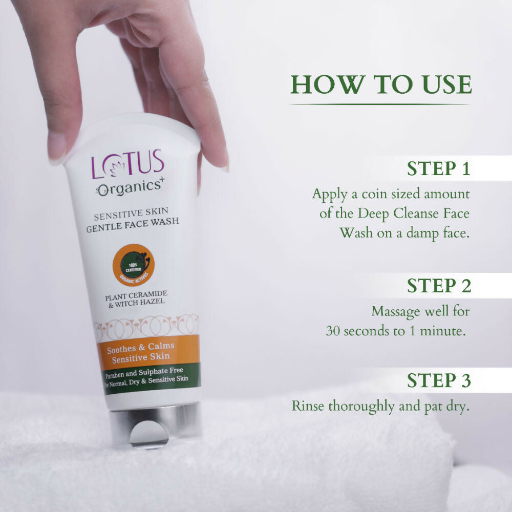 Lotus Organics Witch Hazel & Plant Ceramide Sensitive Skin Gentle Face Wash | Grocsy