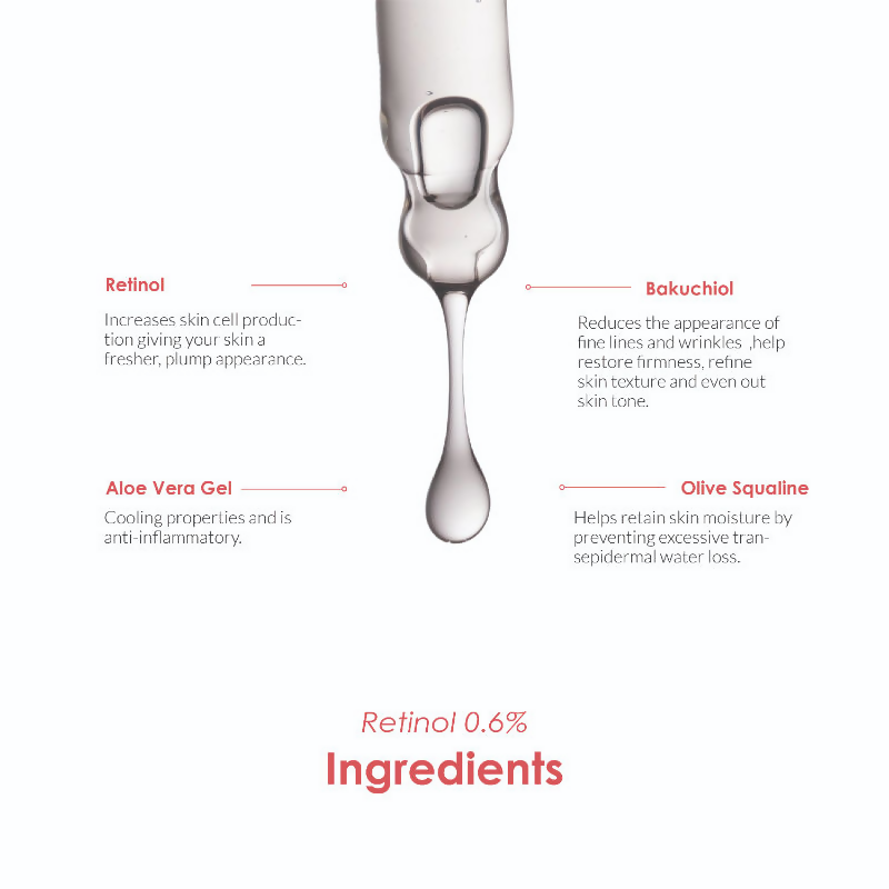 The Body Temple Retinol 0.6% Anti Ageing Night Face Serum | Grocsy