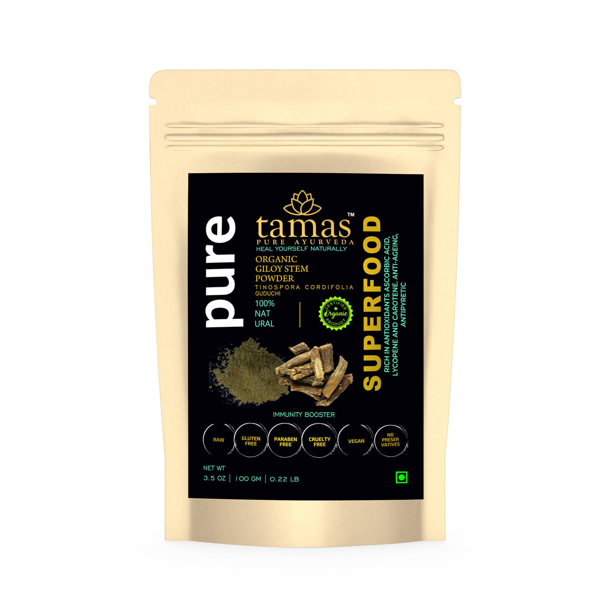 Tamas Pure Ayurveda Superfood Organic Giloy Stem Powder | Grocsy