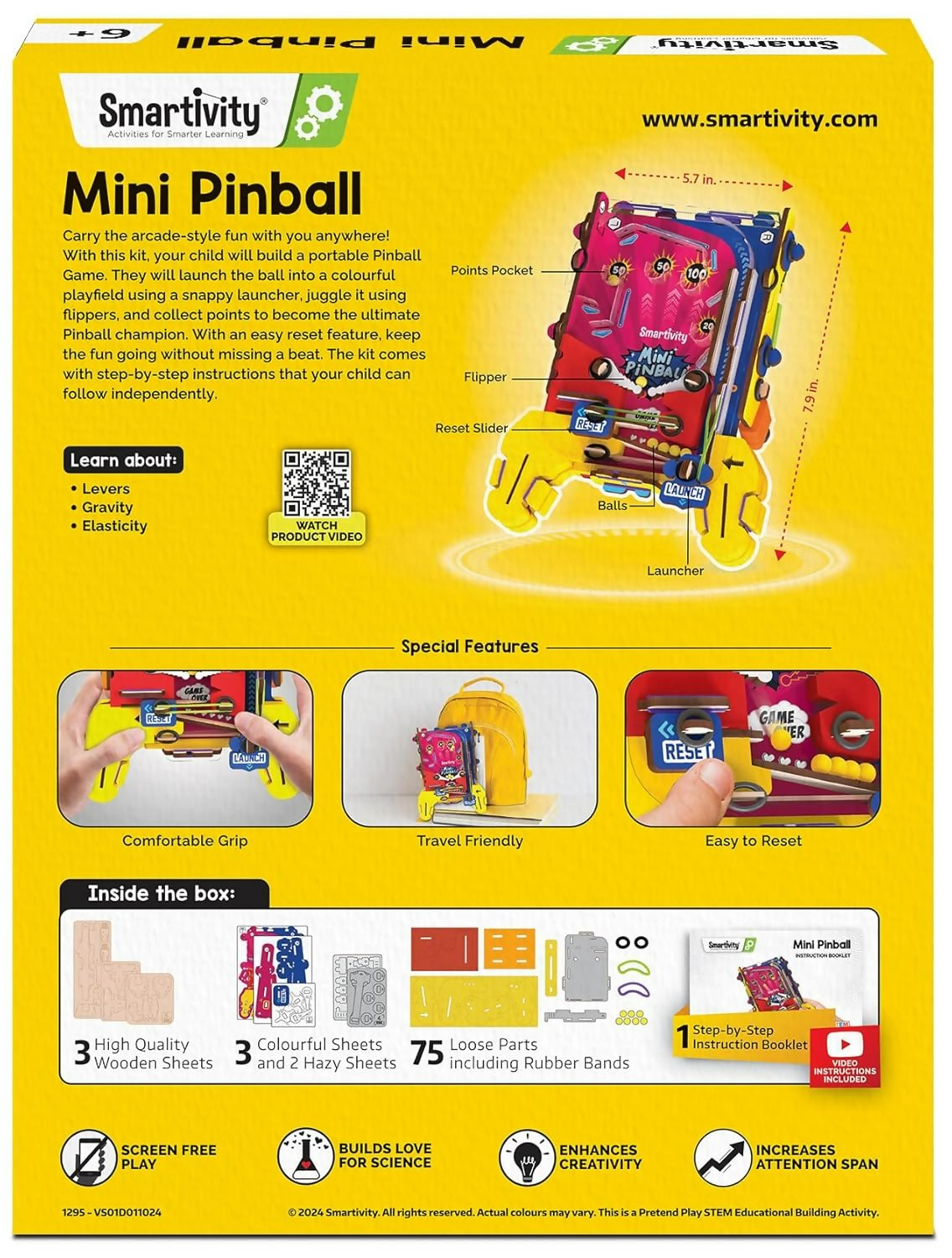 Smartivity DIY Pocket Pinball For Kids Ages 6-7-8-9-10-11-12 Years Hand-Held Exciting Arcade Game | Grocsy