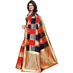 Vamika Banarasi Jaquard Red Weaving Saree (Banarasi 28) | Grocsy