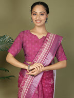 Shree Shyam Fashion Cotton Purple Saree | Grocsy