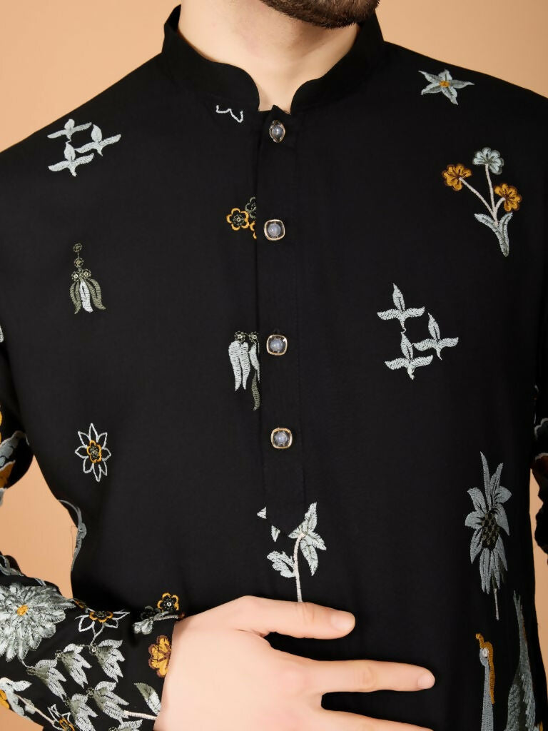 Vastranavya Exclusive Wedding Wear Viscose Rayon Thread Embroidered Work Kurta | Grocsy