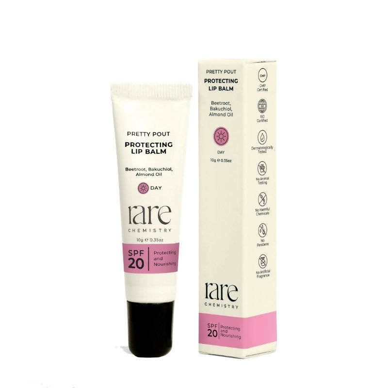 Rare Chemistry Pretty Pout Protecting Day Lip Balm, SPF 20, Beetroot Almond Oil, Moisturising | Grocsy