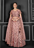 Peach Net Semi-Stitched Bridal Lehenga - Nimayaa Bonanza | Grocsy
