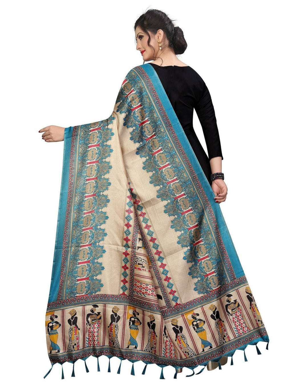 Vamika Rama Green Beautiful Printed Khadi Bhagalpuri Dupatta | Grocsy