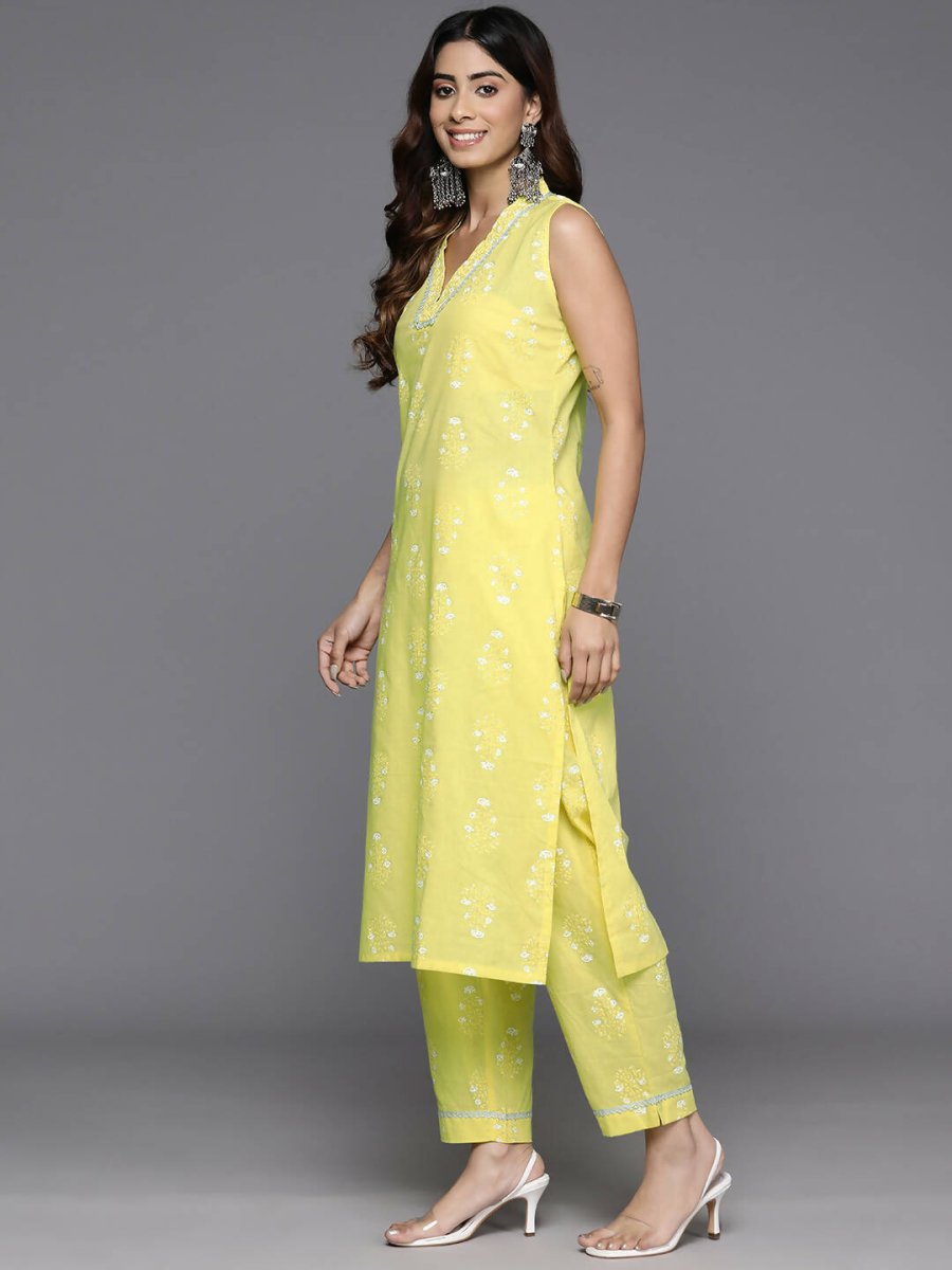 Ahalyaa Women's Traditional wear Kurta Set - Yellow | Grocsy