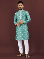 Anaita Blue Embroidered Silk Straight Kurta | Grocsy