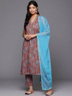 Ahalyaa Women's Traditional wear Kurta Set - Teal Blue | Grocsy